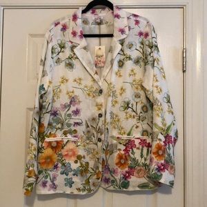 NWT Johnny Was Floral Linen Jacket Size XL